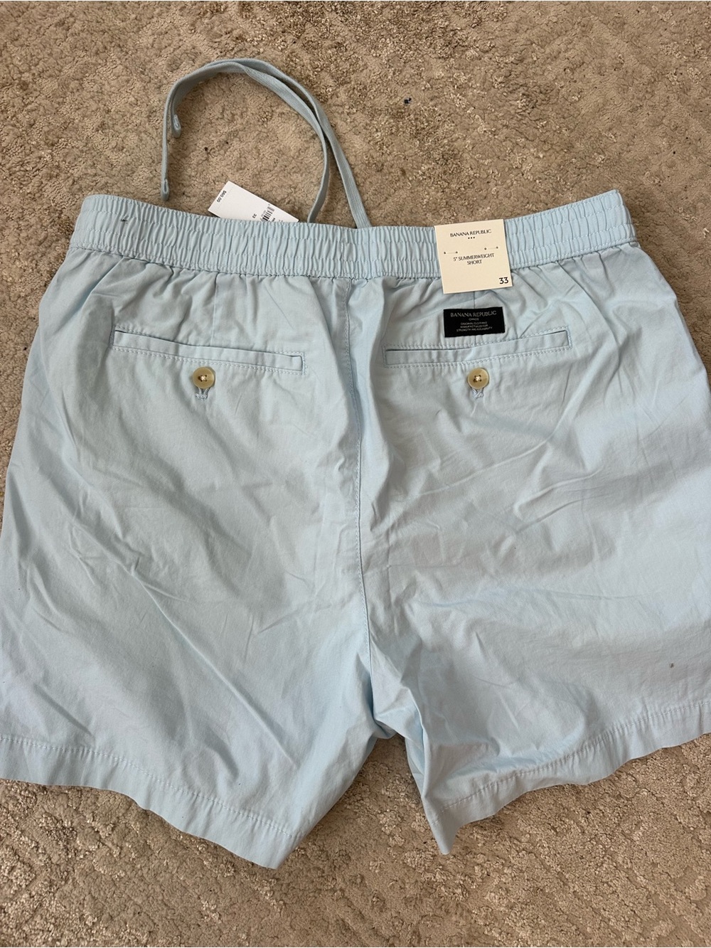 Banana Republic Light Blue Elastic Waist Summer Shorts Size 33 5”inseam - Picture 4 of 4